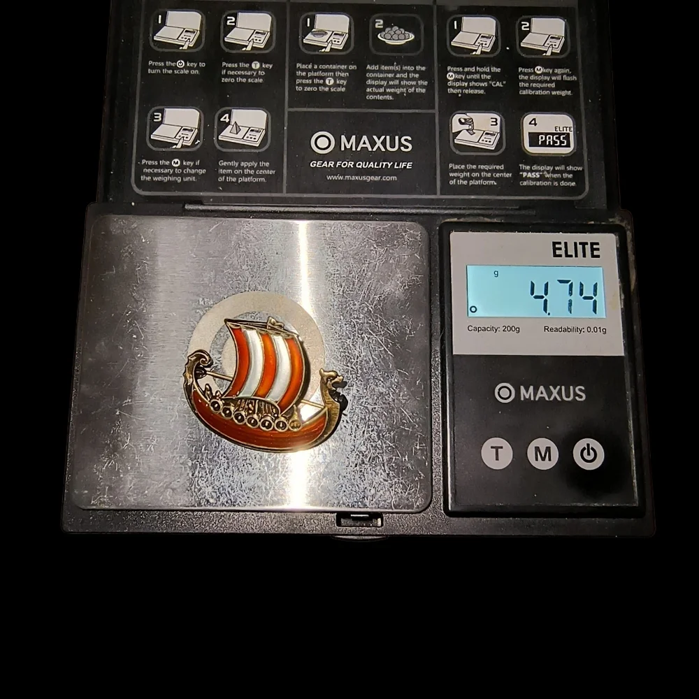 Ivar T Holth Norwegian Silversmith Sterling Silver Enamel Viking Ship Brooch